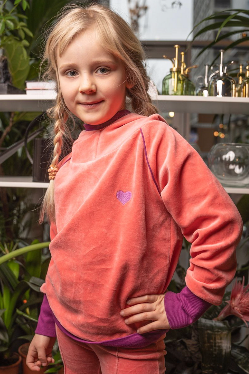 Pink velour hoodie  7-8y (122-128cm)