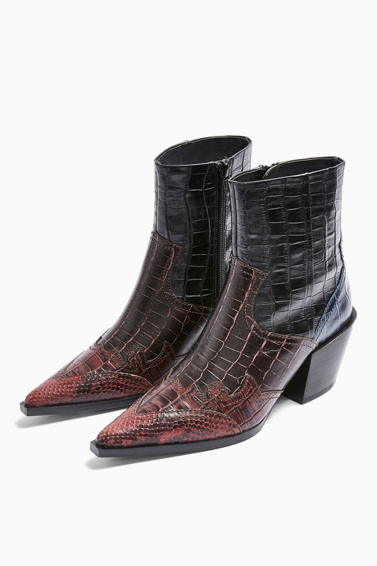 Red&blue crocodile skin print boots  uk 5 (eu 38)