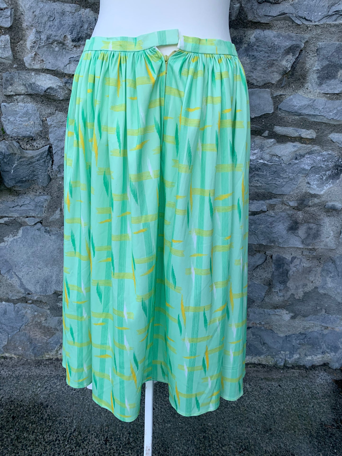 80s green midi skirt   uk 12