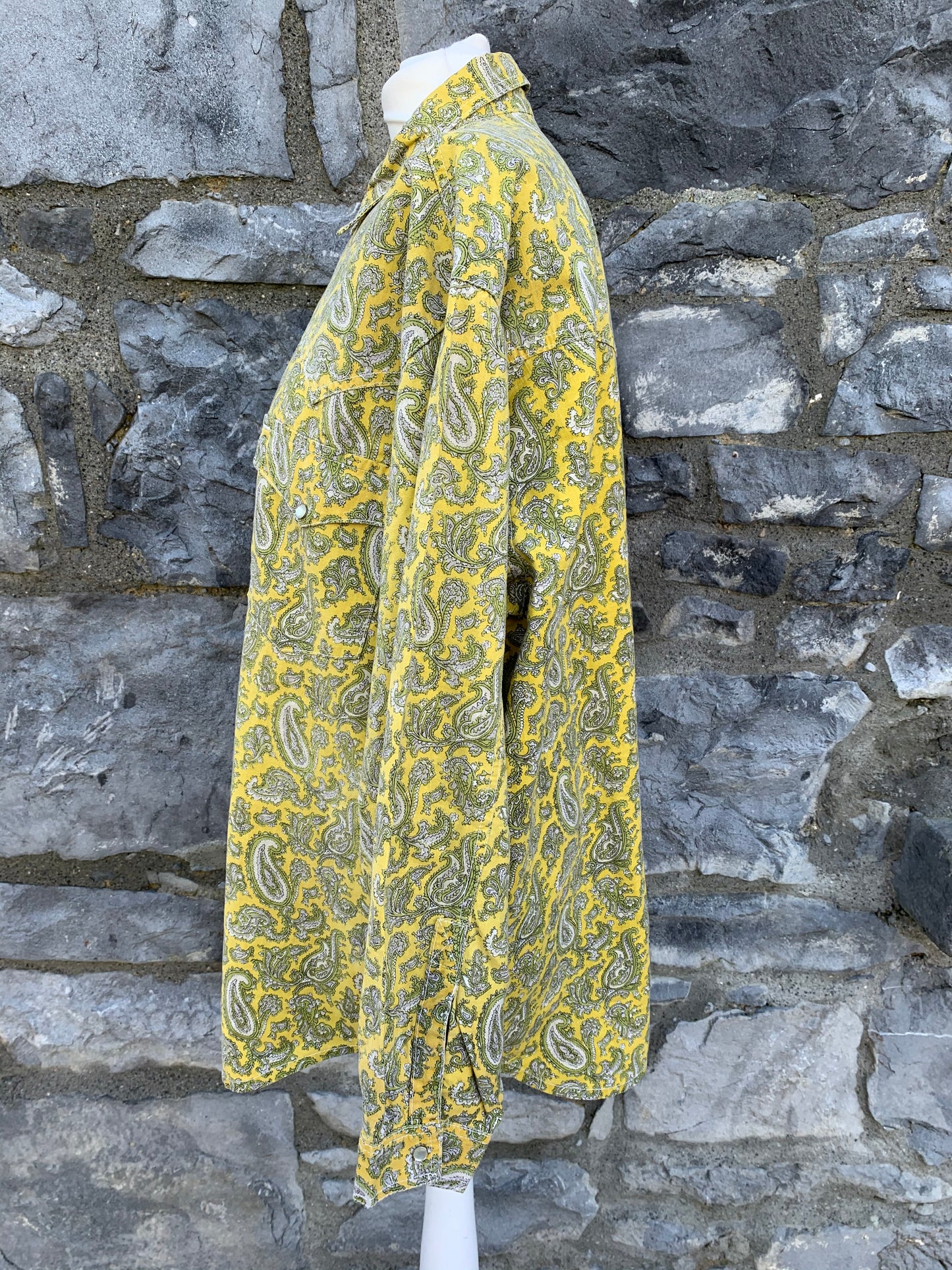 Yellow denim paisley shirt   M/L