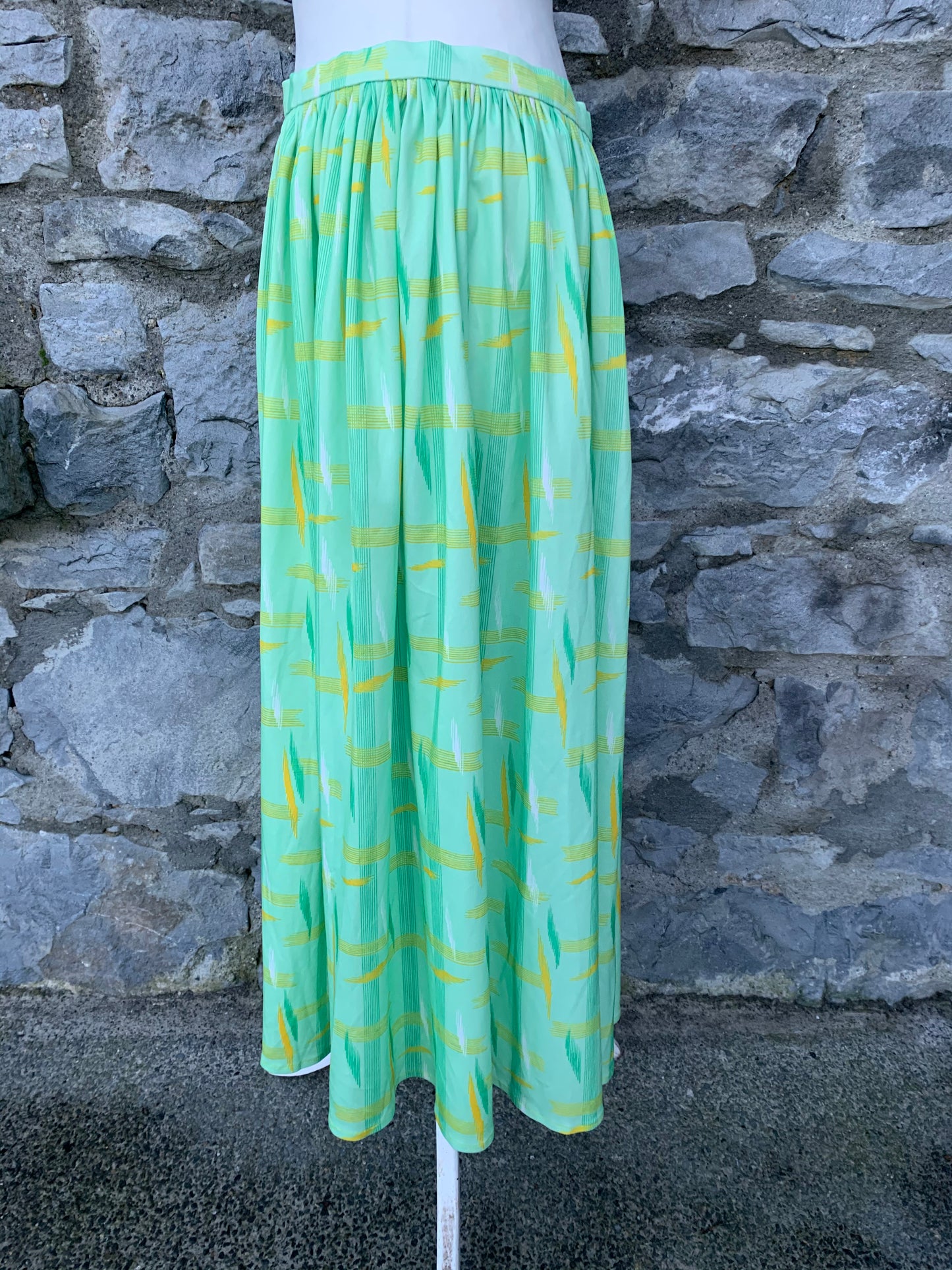 80s green midi skirt   uk 12