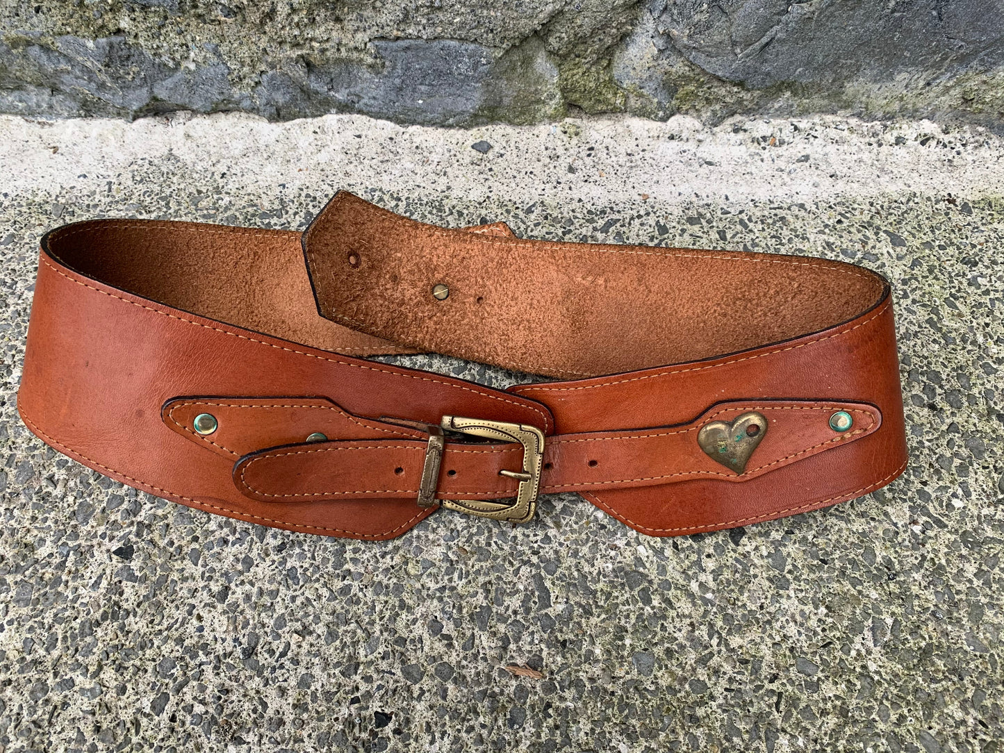 Leather belt with a heart