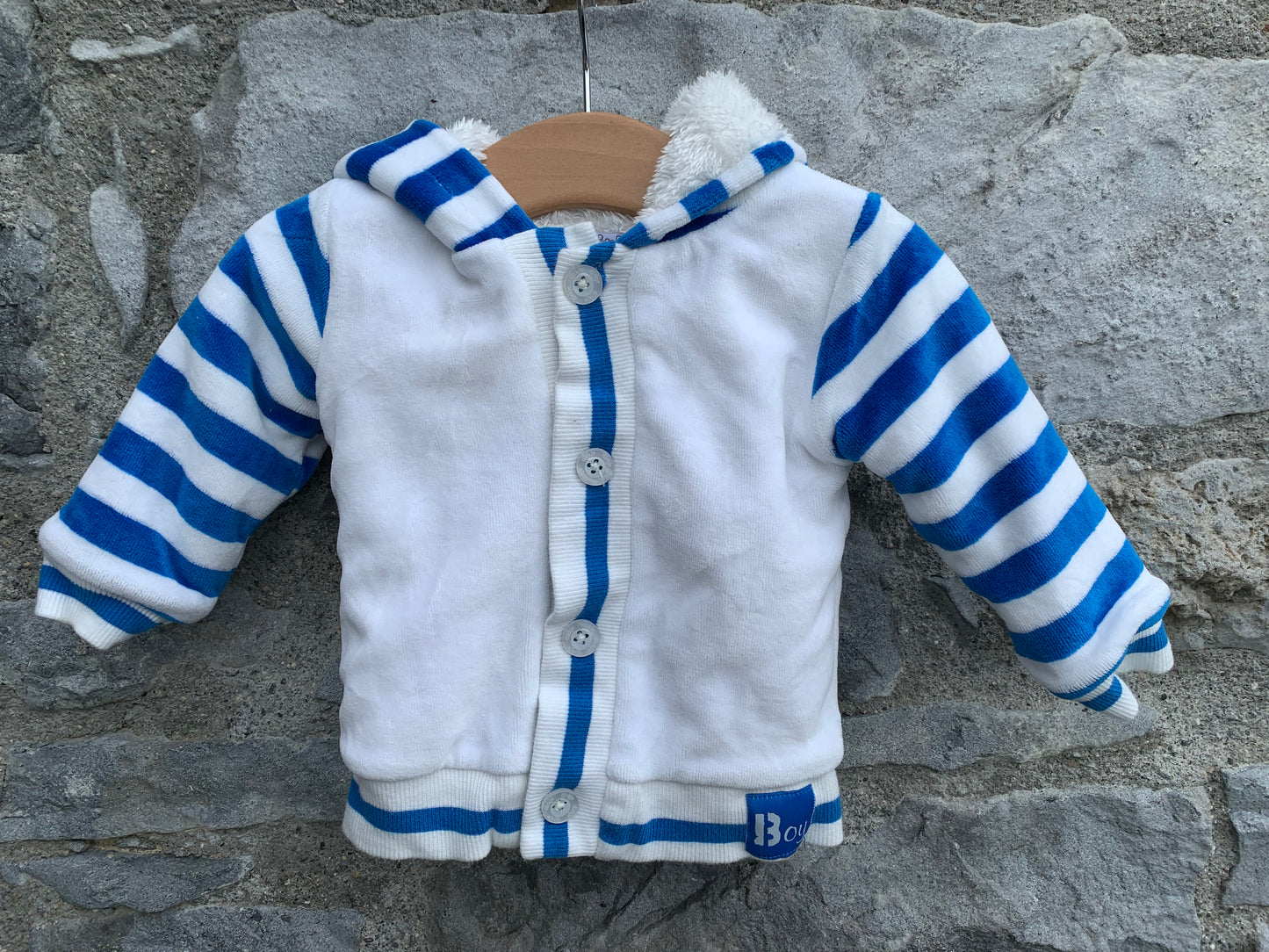 Blue&white velour jacket   3-6m (62-68cm)