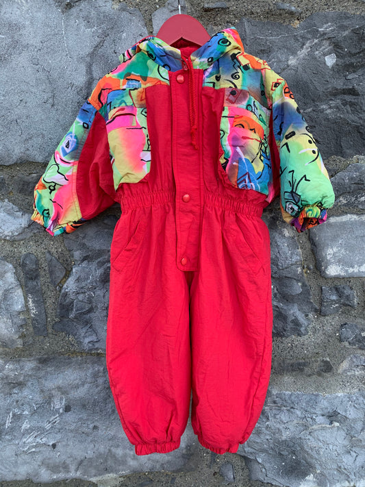 Red abstract winter suit  18-24m (86-92cm)