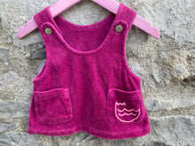 Load image into Gallery viewer, Purple velvet pinafore  0-3m (56-62cm)
