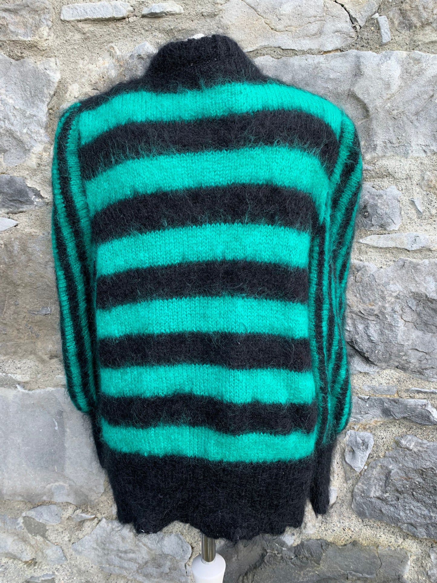 Green&black hairy cardigan uk 10-12