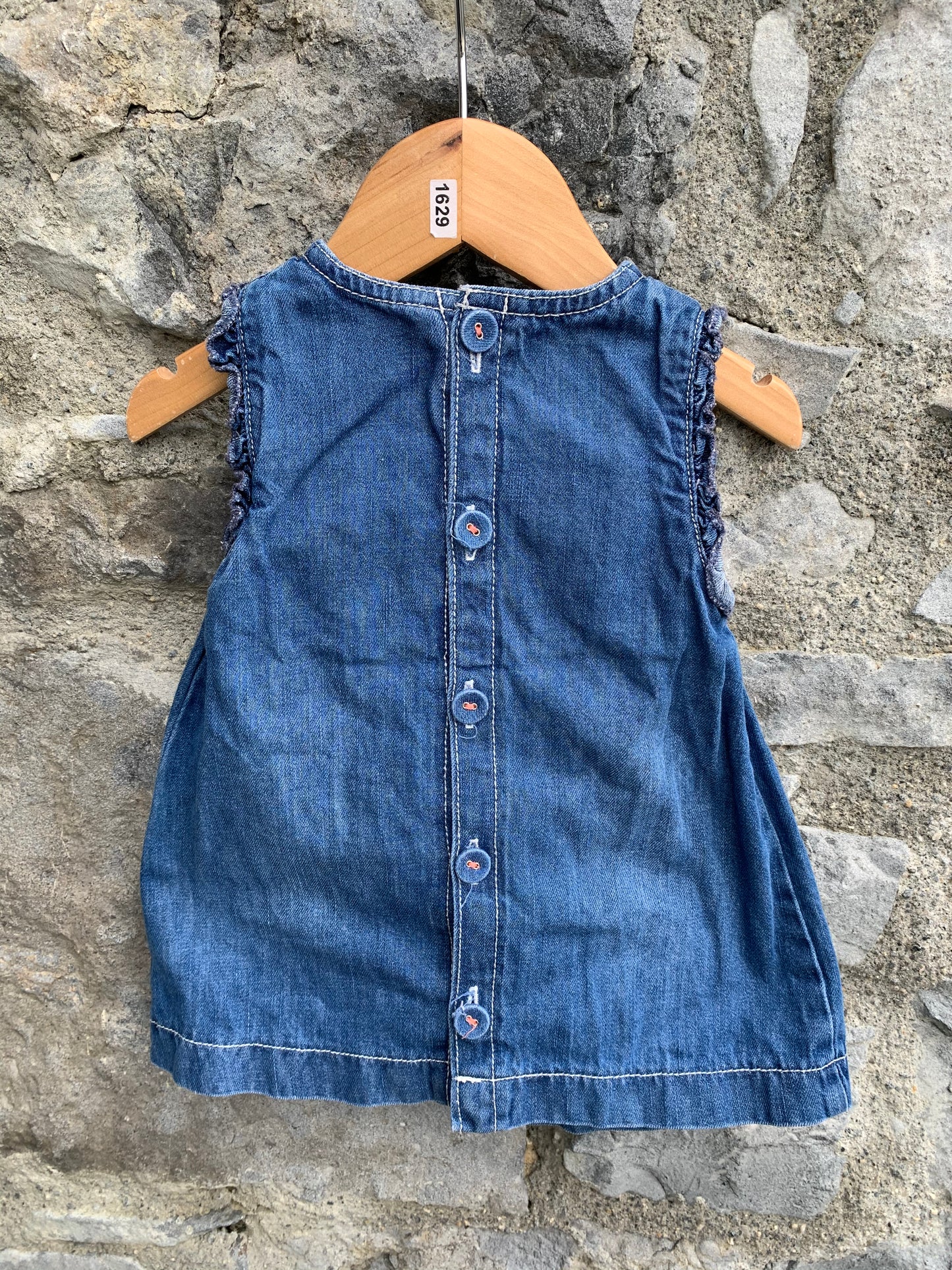 Denim pinafore with hearts pockets   3-6m (62-68cm)