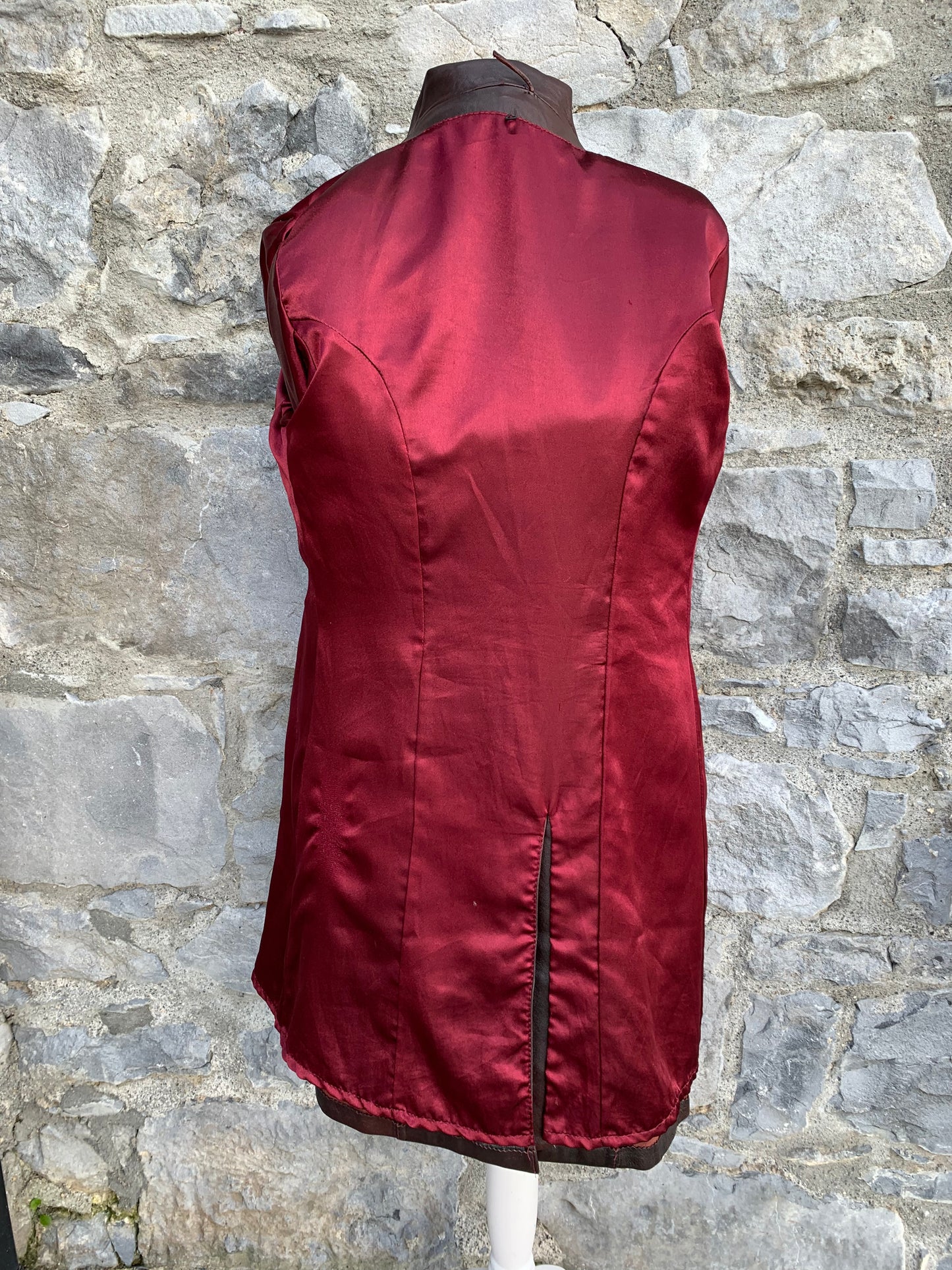 Dark burgundy leather coat  uk 10