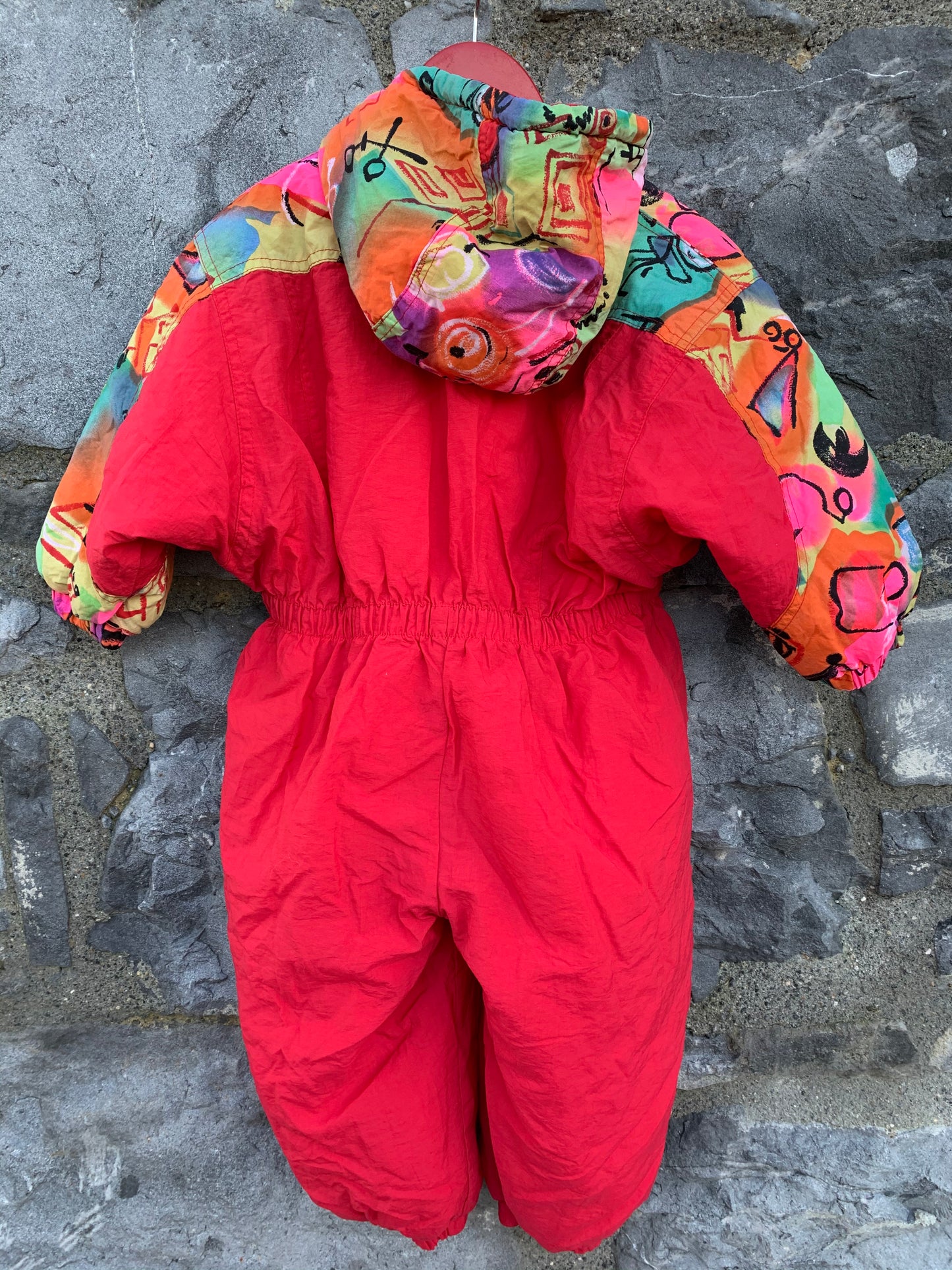 Red abstract winter suit  18-24m (86-92cm)