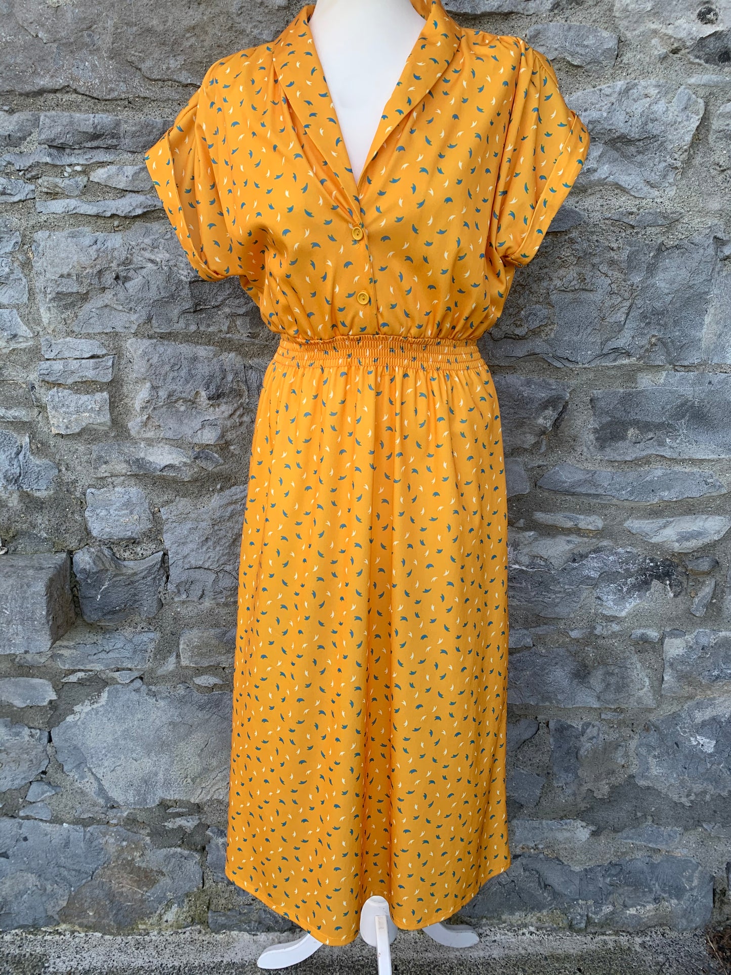 80s yellow midi dress