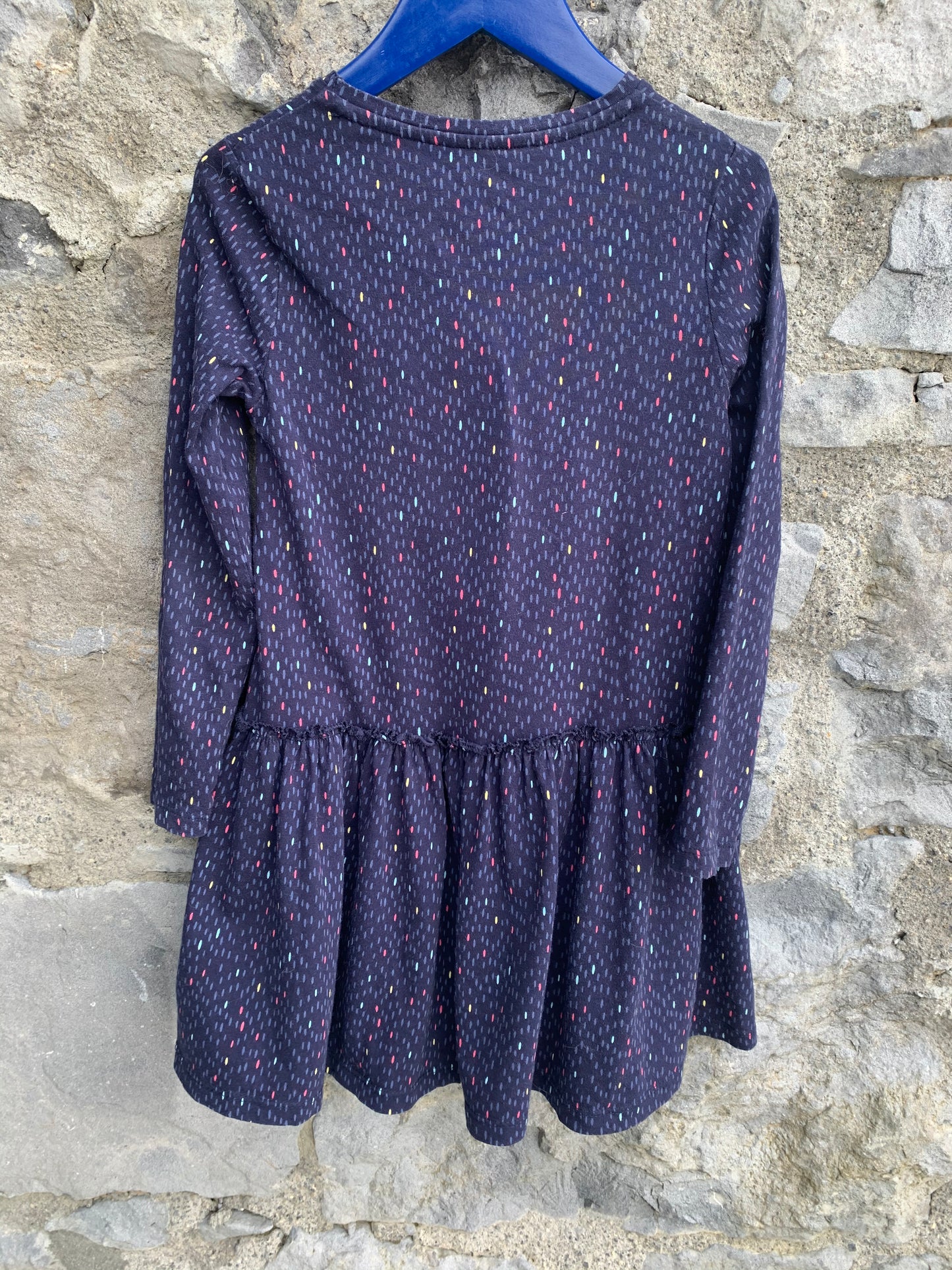 Navy spotty dress    5-6y (110-116cm)