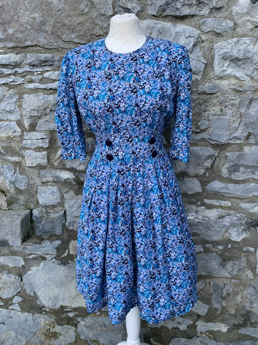 Braemar 80s blue floral dress  uk 10