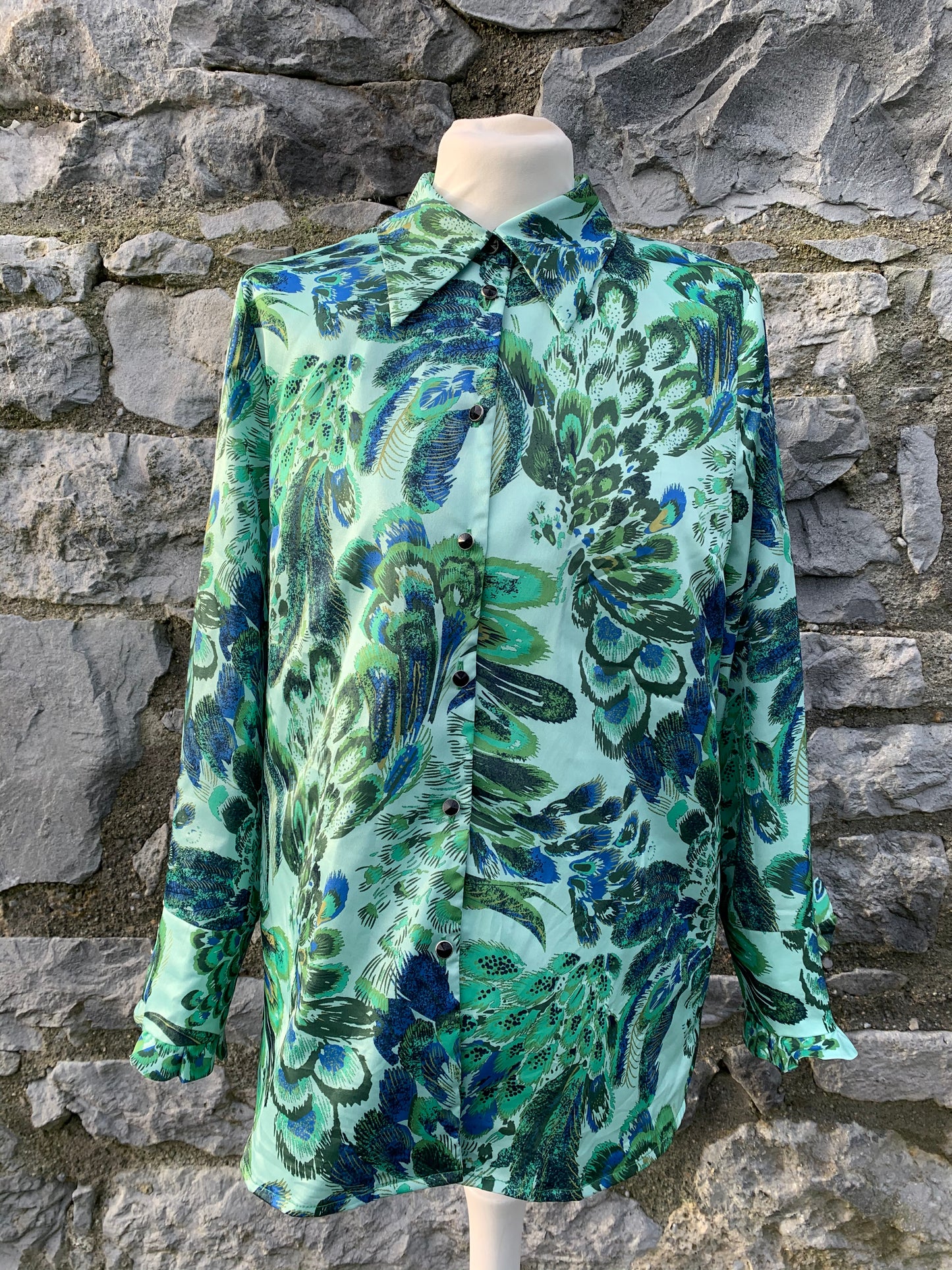 Green peacock feathers blouse   uk 12