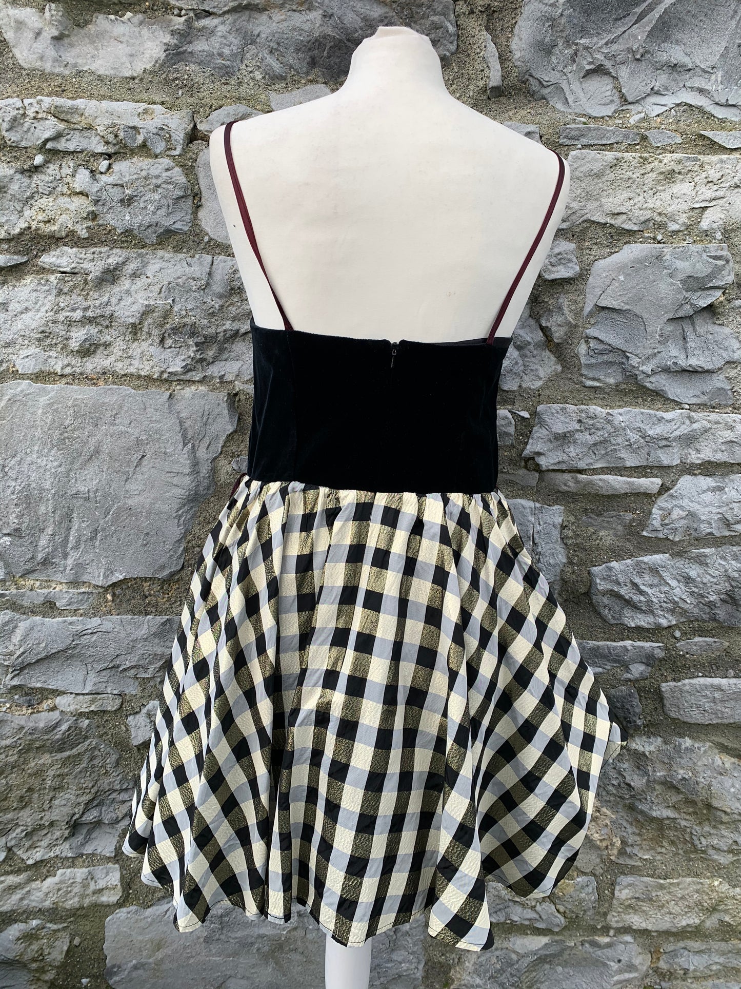 Vintage gold check dress  uk 8-10