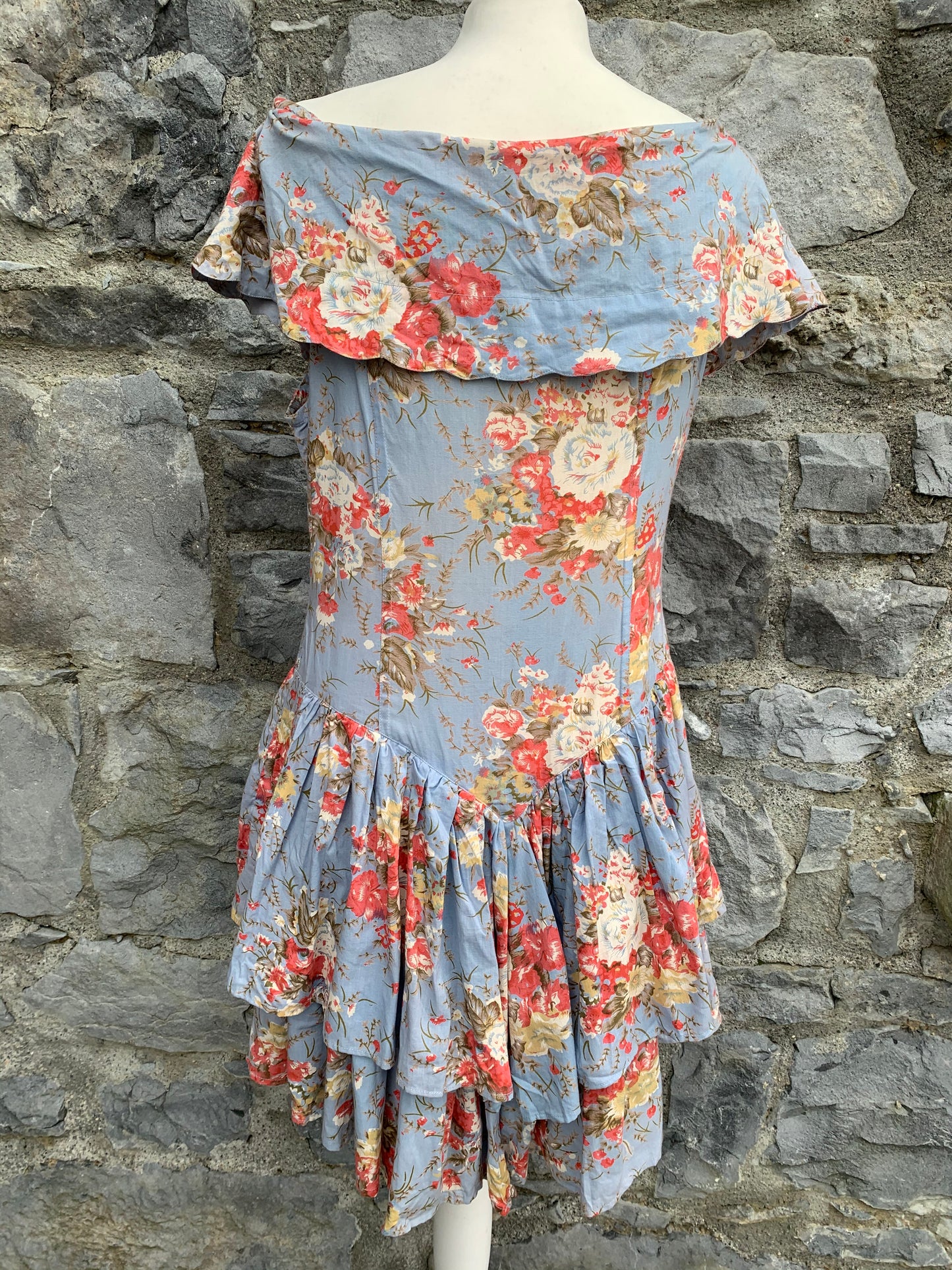 Flash 80s ruffled floral dress  uk 10-12