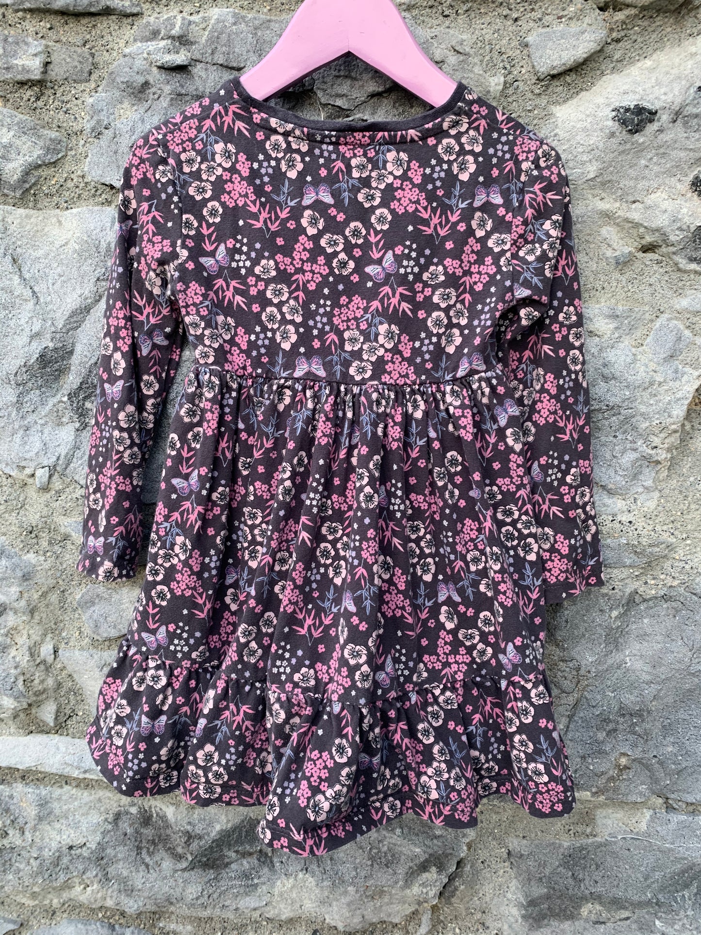 Brown floral dress  3-4y (98-104cm)