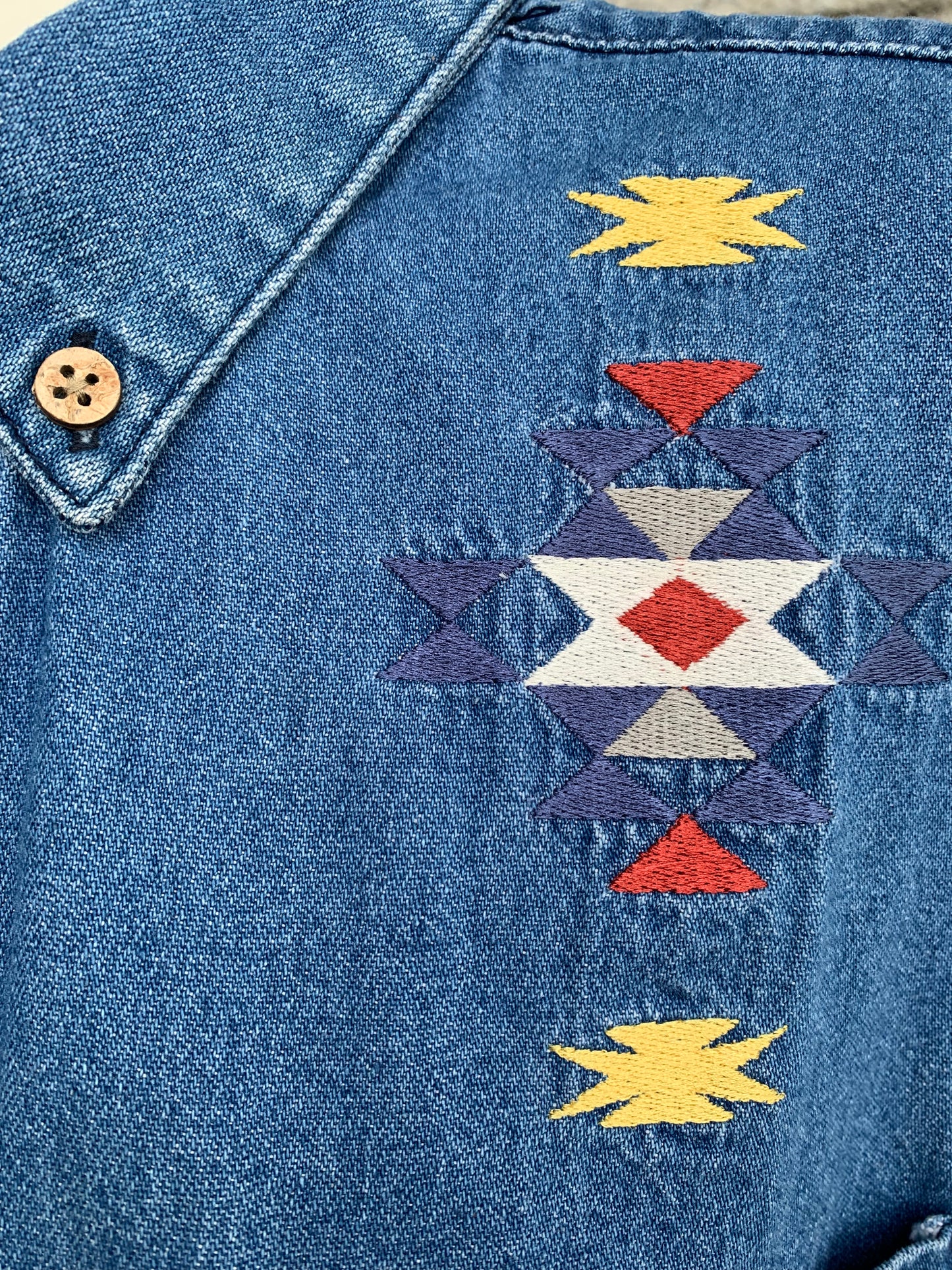 Denim shirt with Aztec embroidery   Medium