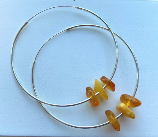 Amber hoop earrings