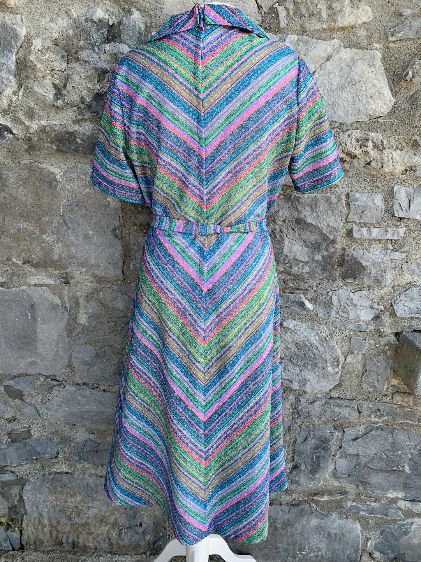 70s stripy rainbow dress  uk 12