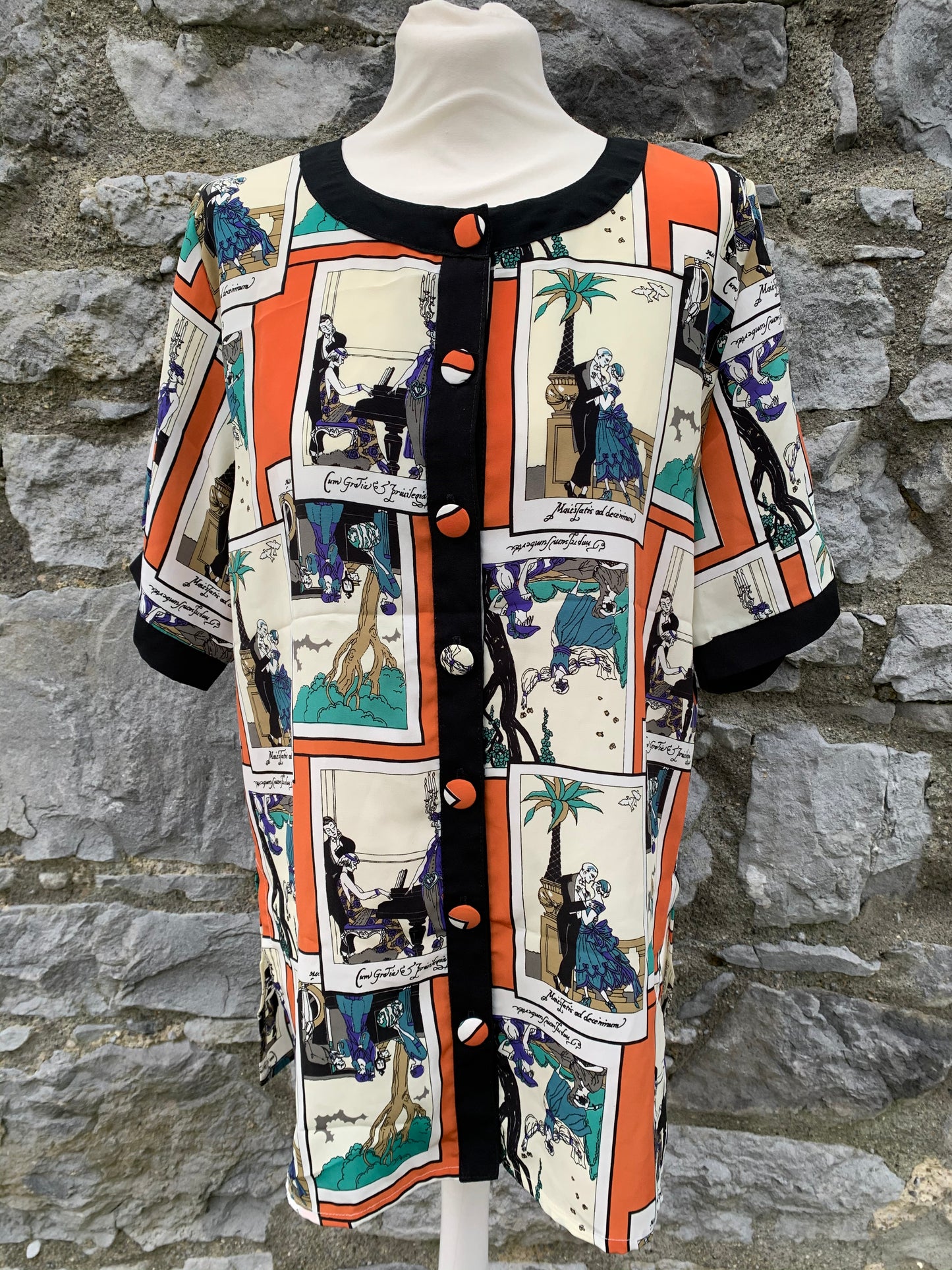 Art Deco print blouse   uk 12