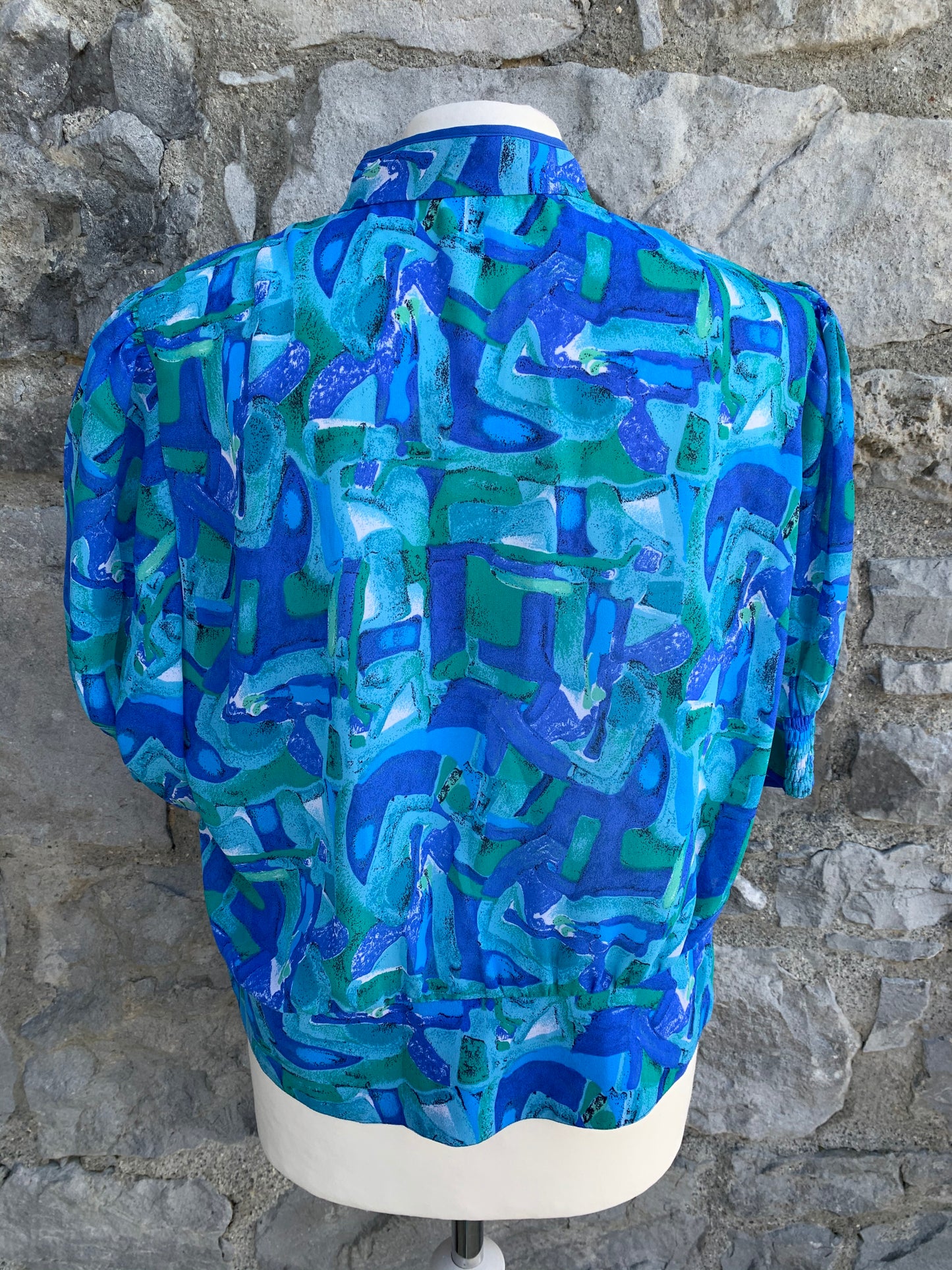 Model Schroder blue abstract blouse  uk 14