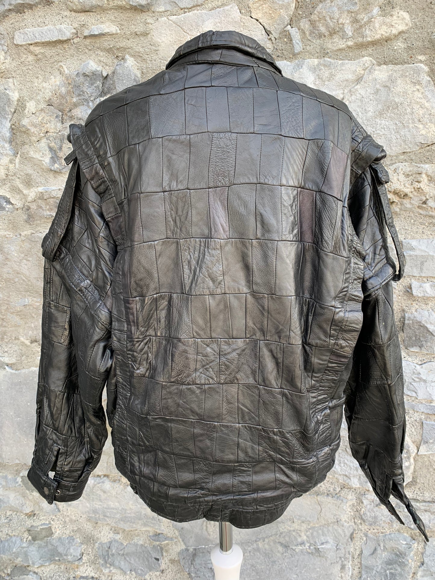 Black patchwork leather jacket  Medium