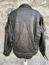 Load image into Gallery viewer, Black patchwork leather jacket  Medium
