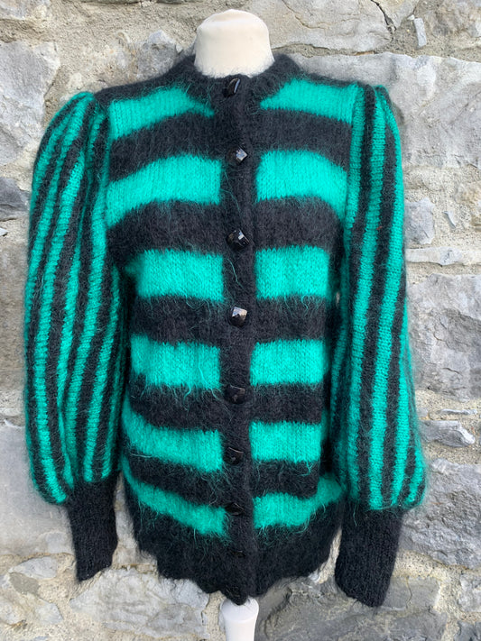 Green&black hairy cardigan uk 10-12