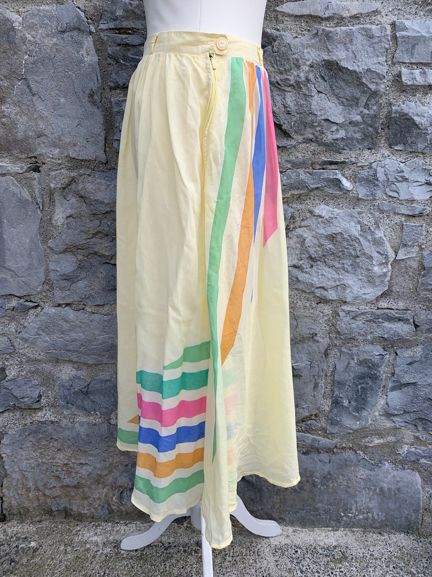 80s yellow skirt with stripes   uk 10