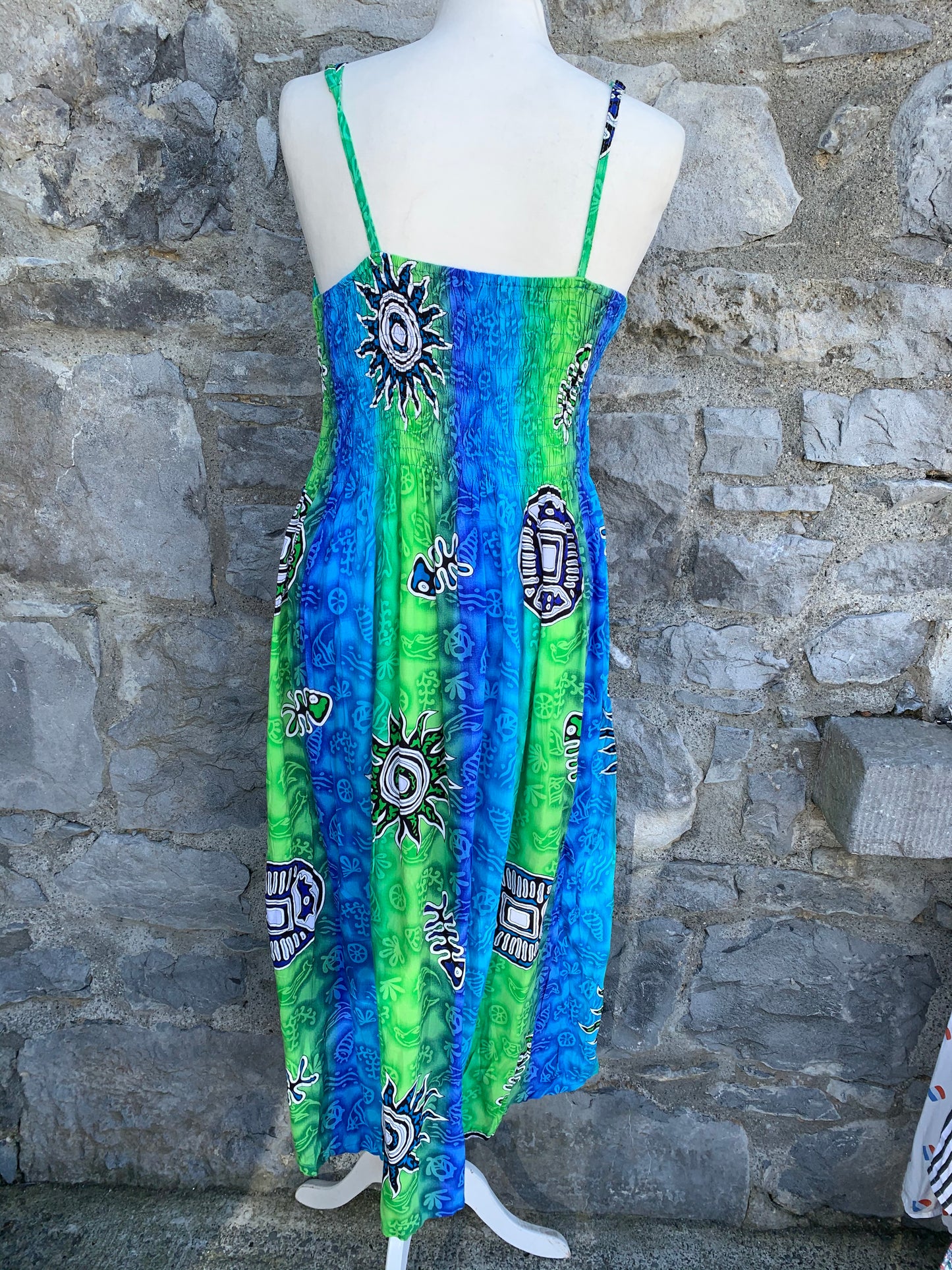 90s Green&blue sun dress   uk 10-14