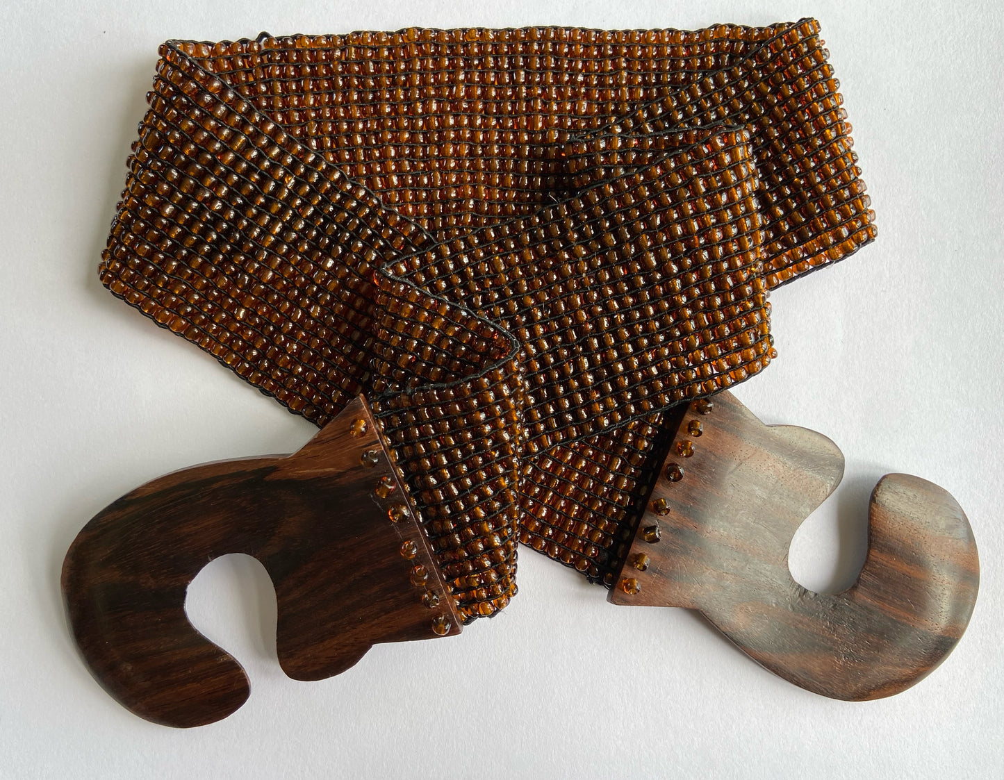 Brown wood and bead belt