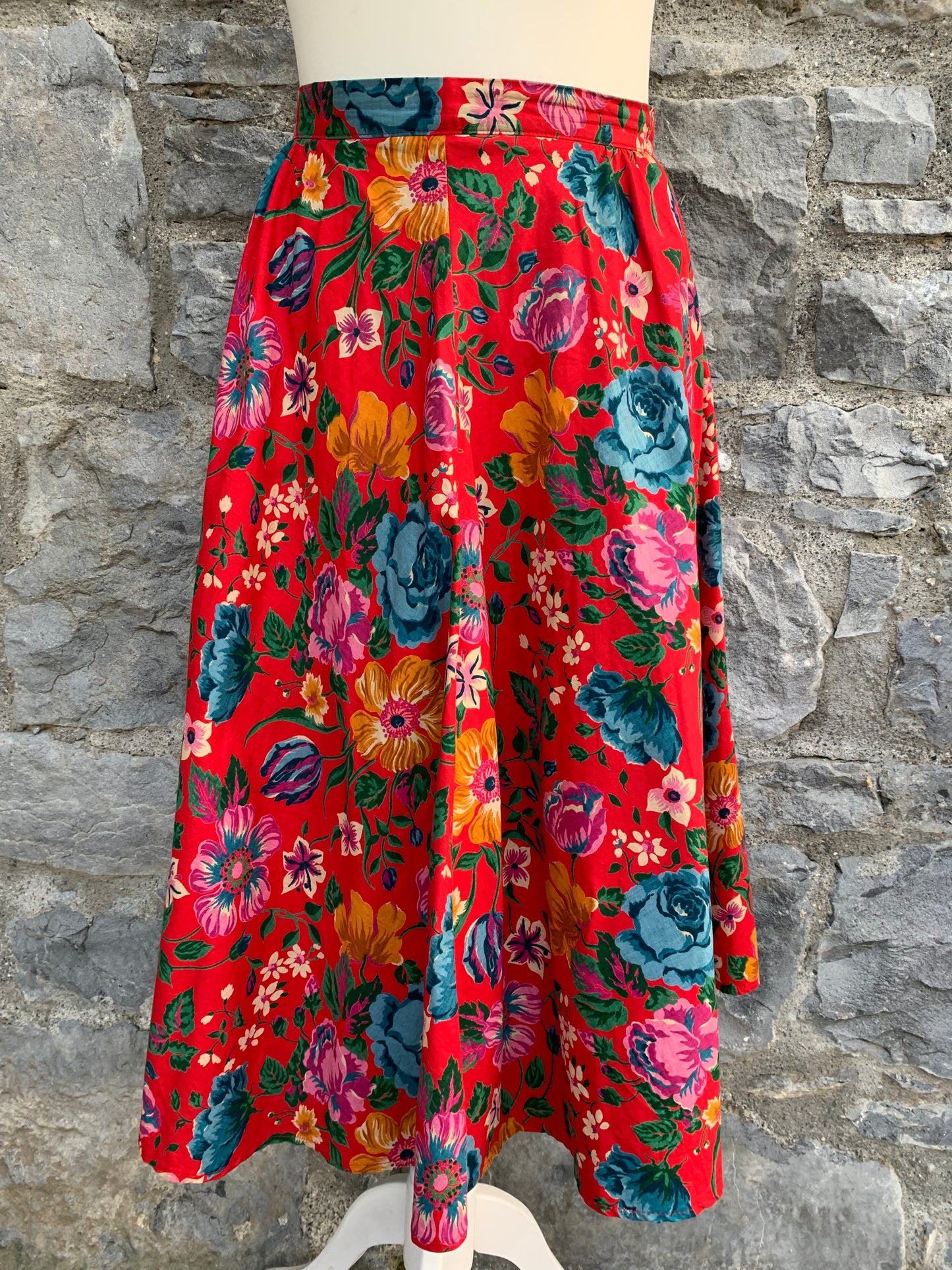 80s floral full skirt   uk 8