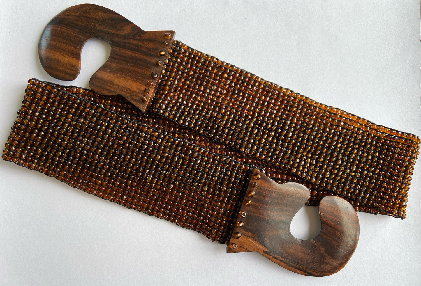 Brown wood and bead belt