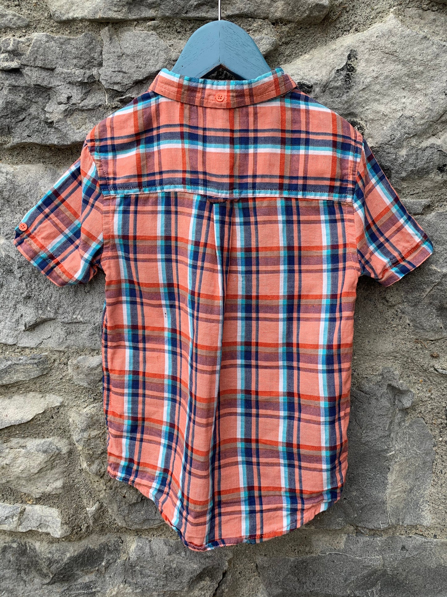 Orange&blue check shirt  6y (116cm)