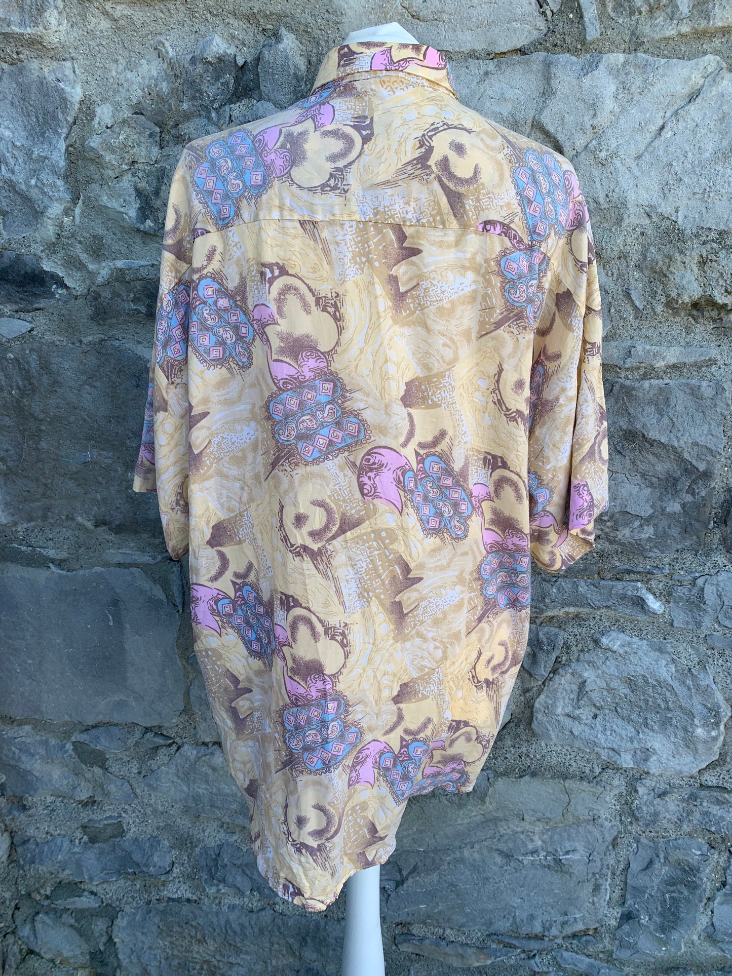 80s yellow&purple shirt   Large