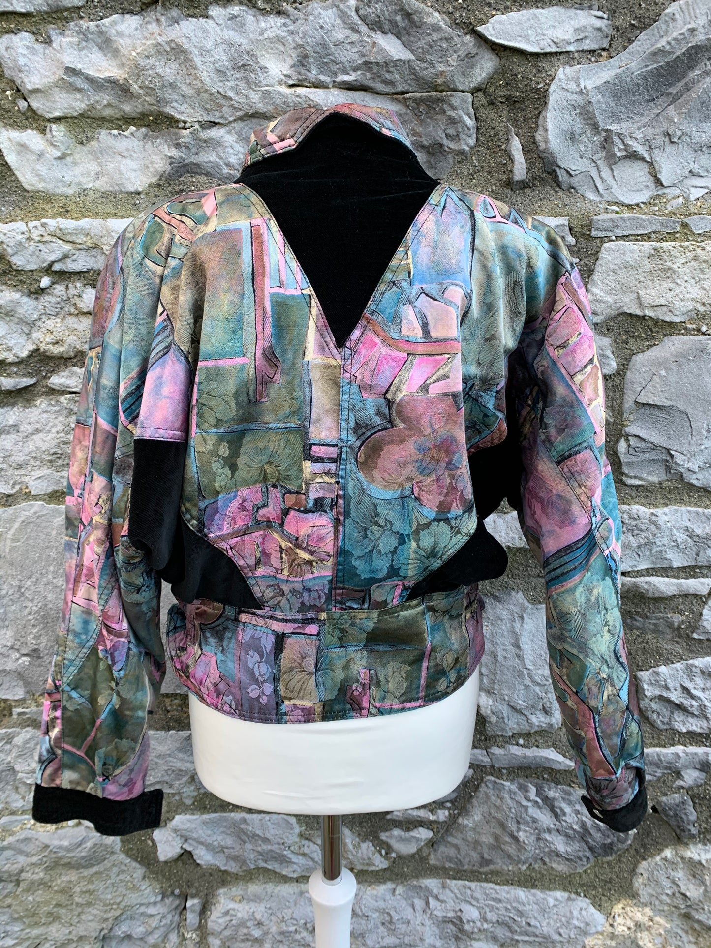 Kitsch black velvet and abstract jacket   uk 10-12