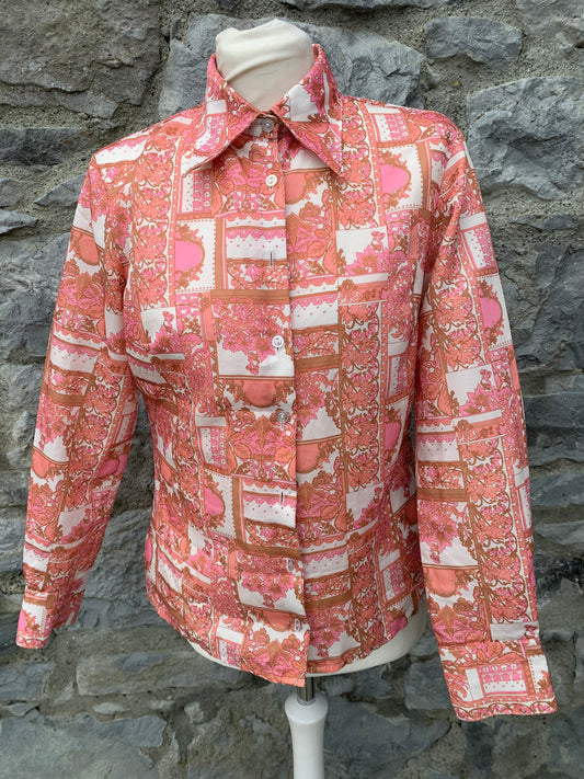 70s coral shirt   uk 12