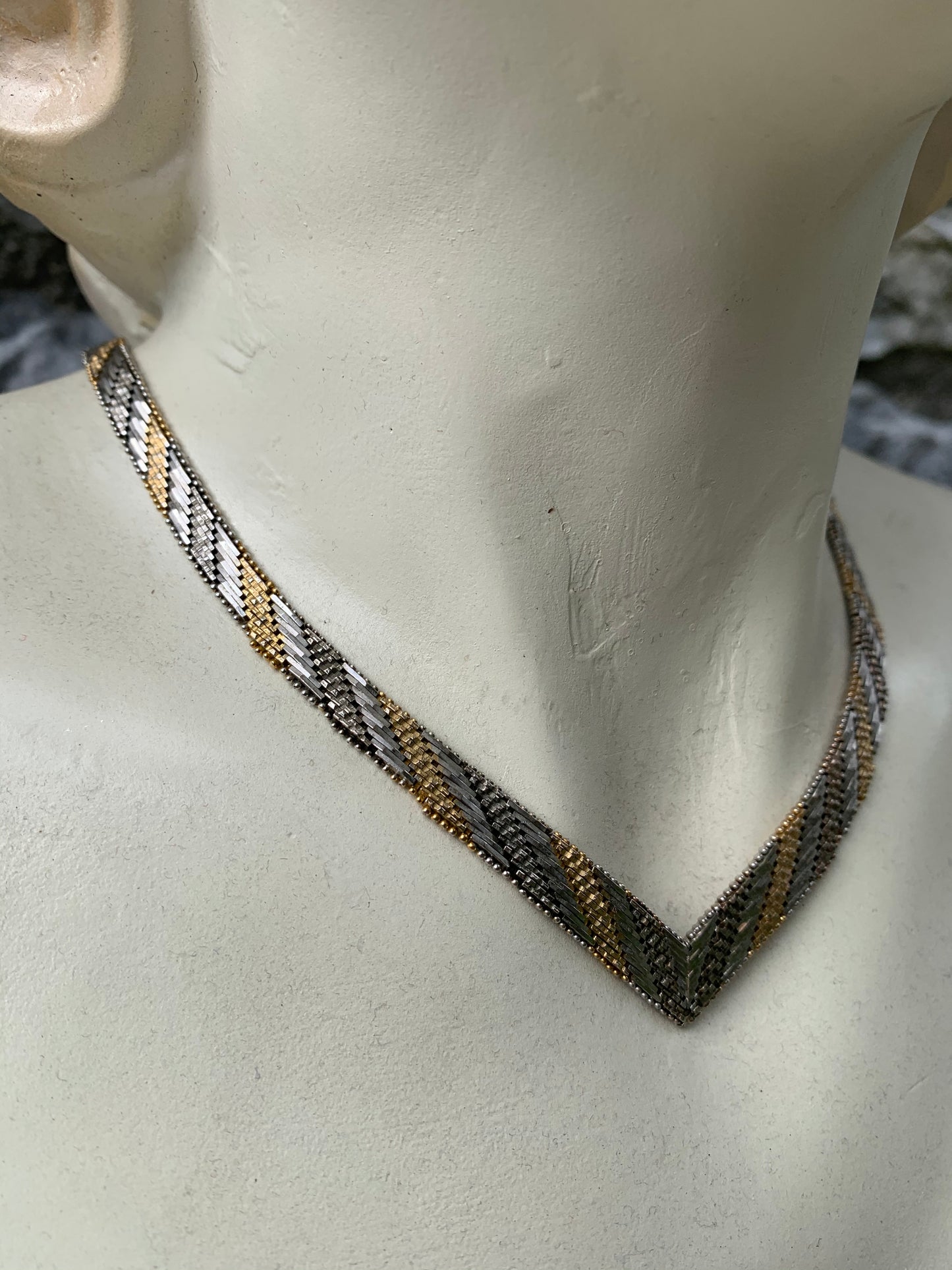 Silver&gold V-necklace