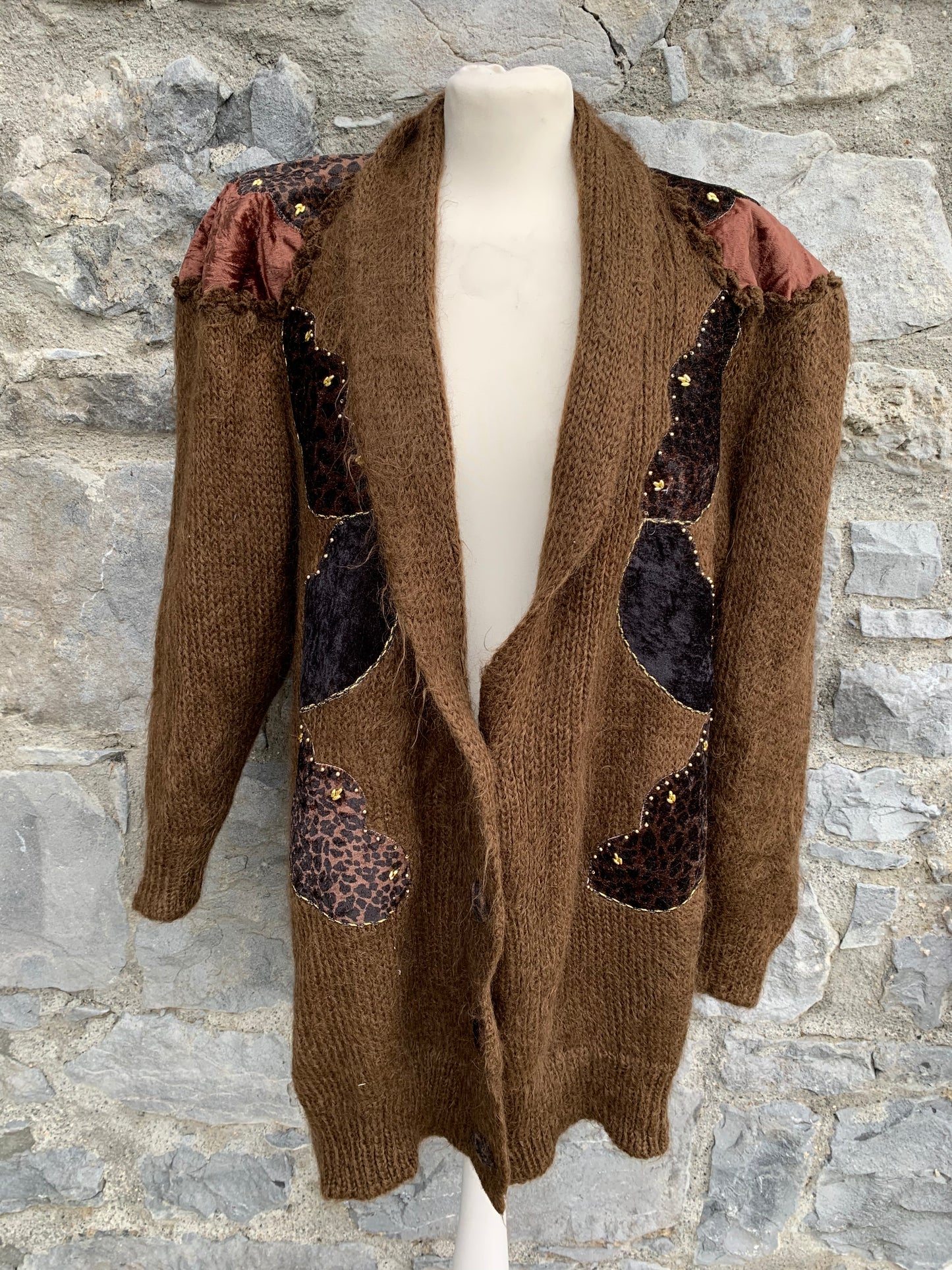 Hairy brown cardigan  uk 12-14