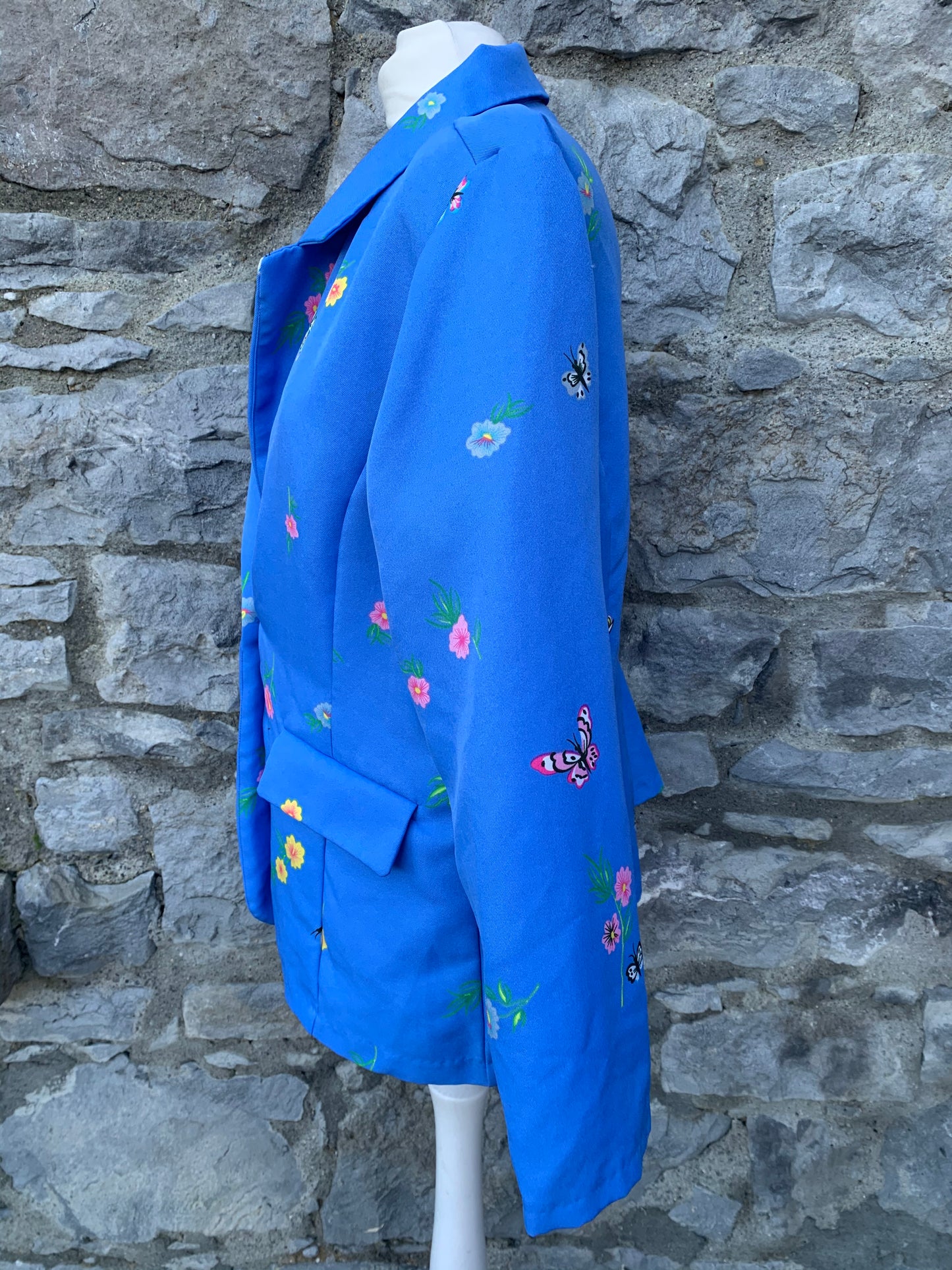 Tudor court blue jacket with butterflies   uk 14