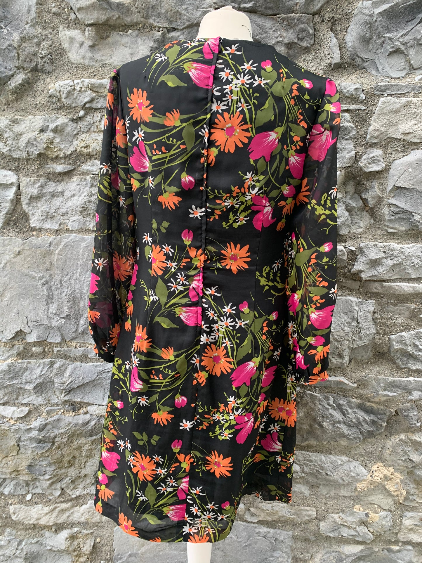 Trevira 70s brown dress with flowers