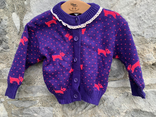 Purple dogs cardigan    9-12m (74-80cm)