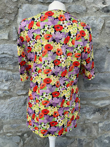 80s floral button up top  uk 12