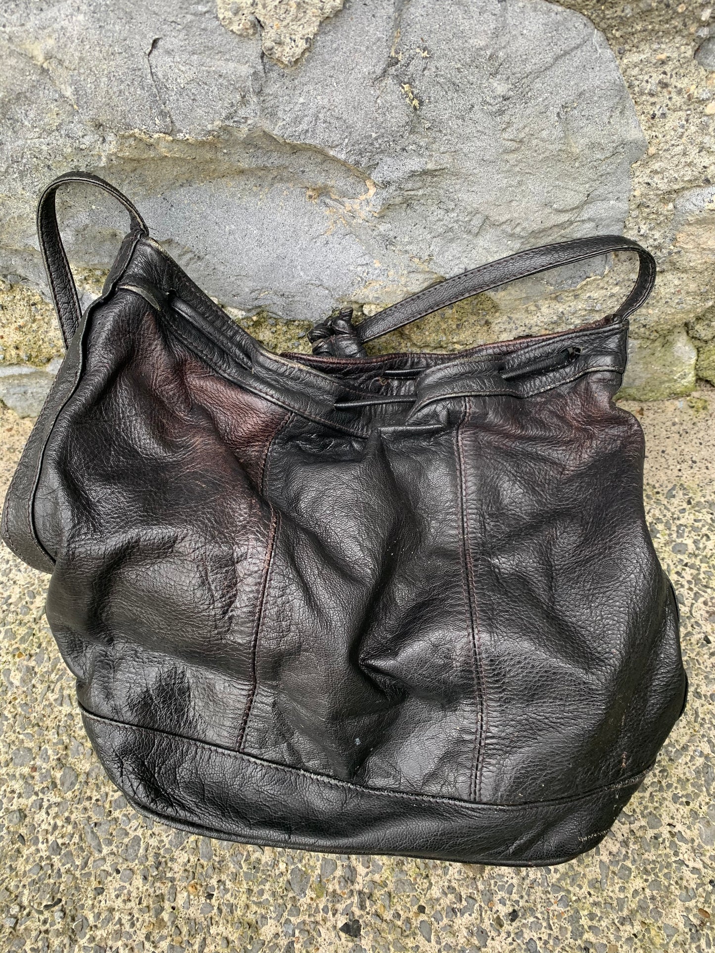 Black leather bag