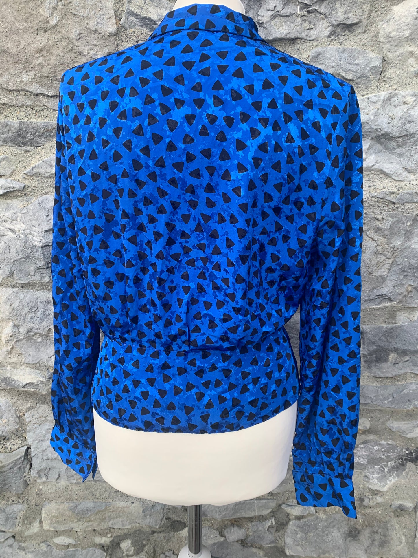 80s blue blouse   uk 12