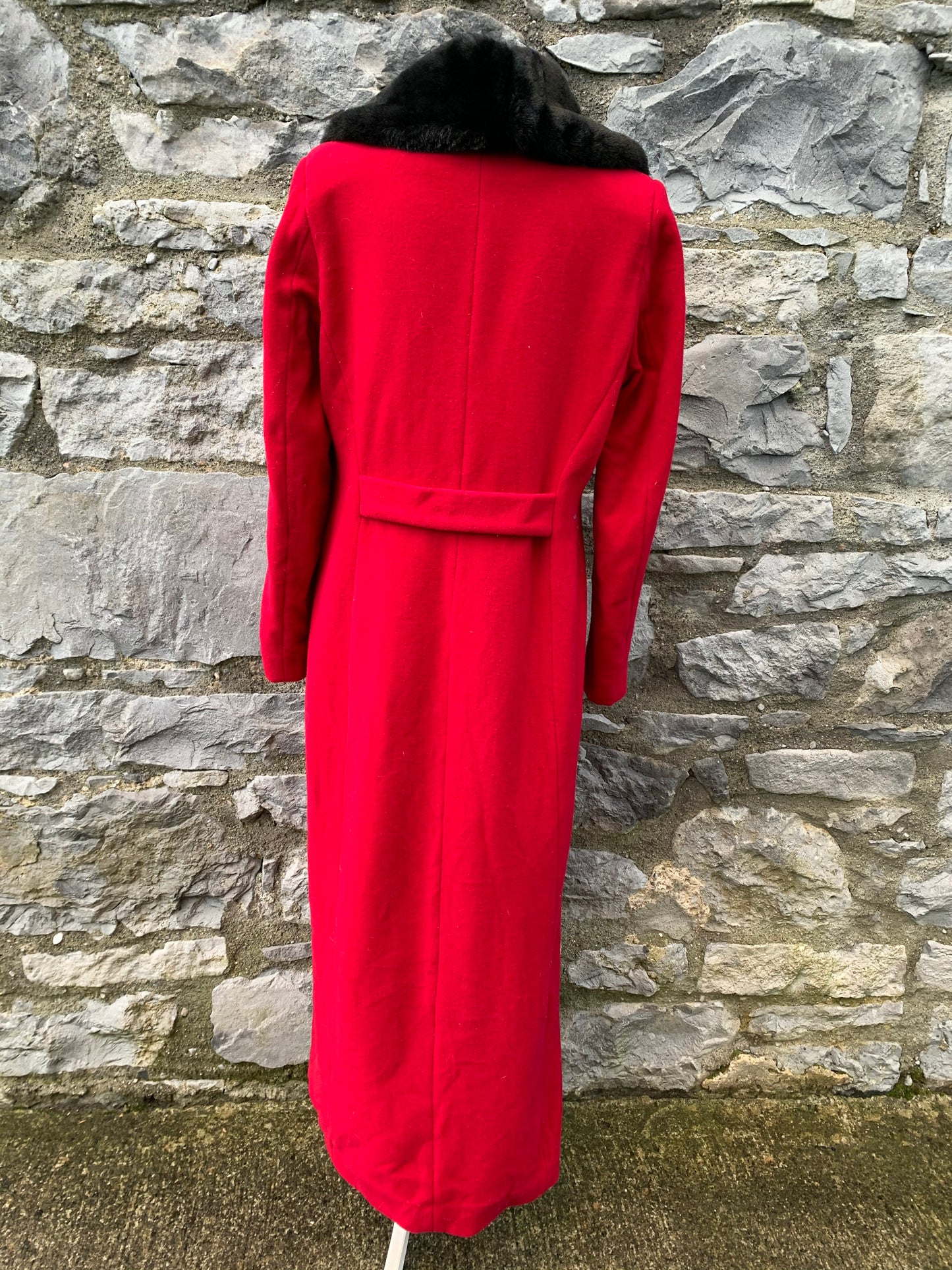 Red maxi coat with faux fur collar uk 10