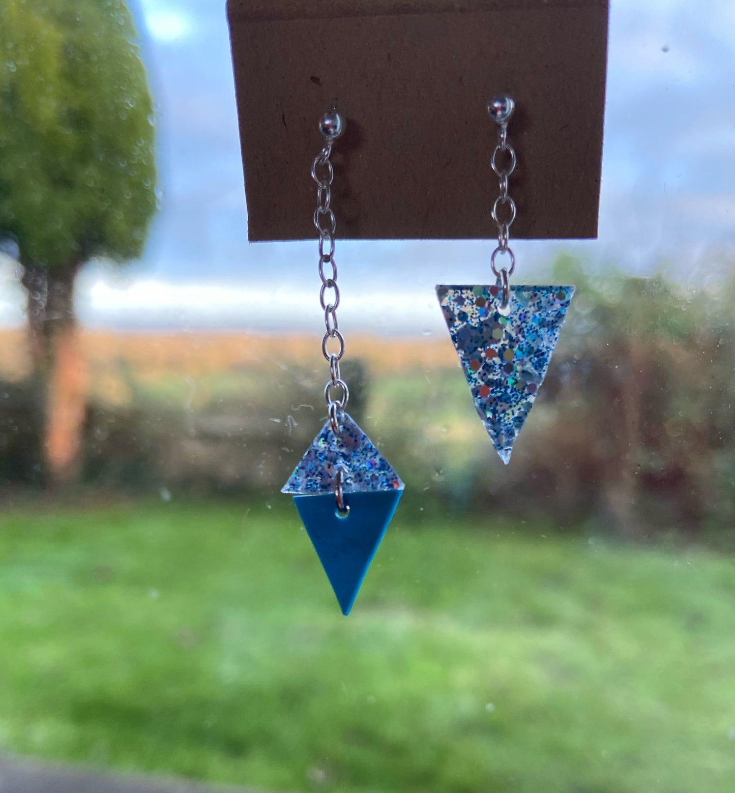 Glitter blue earrings