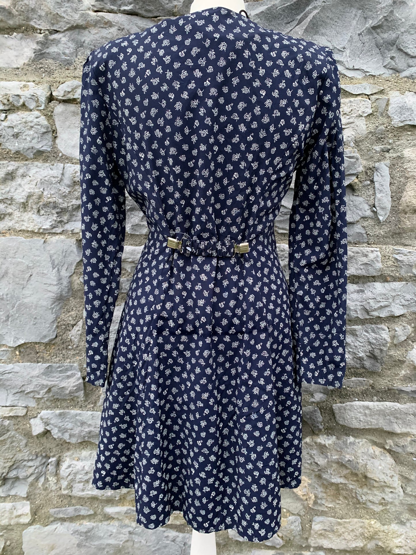 90s navy floral dress   uk 8