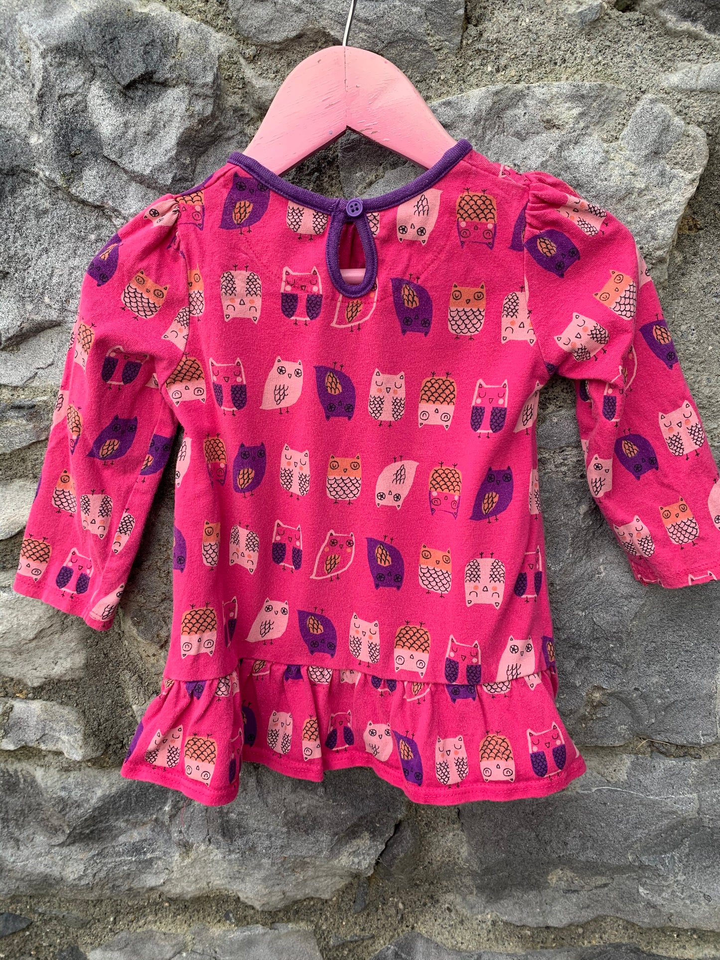 Pink owls tunic   6-9m (68-74cm)