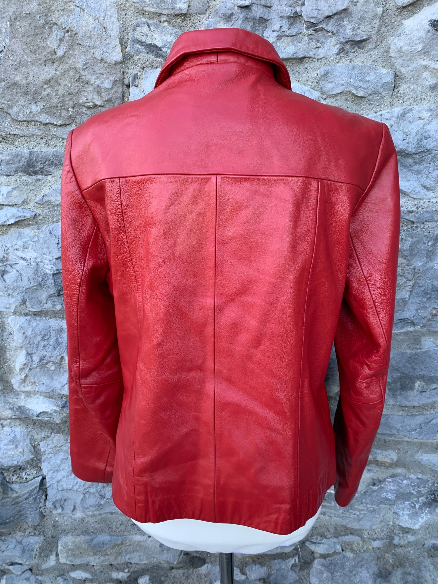 Red vintage leather jacket   uk 14